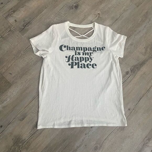 Chaser White “Champagne is my happy place” T-shirt with Open Back - Picture 4 of 9